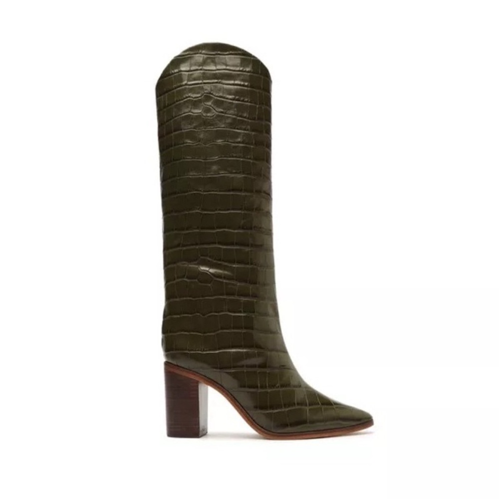 Schutz Maryana Croc Boot ~ Military Green